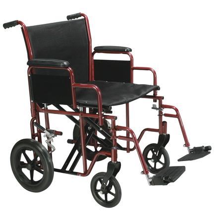 DRIVE MEDICAL Bariatric Heavy Duty Transport Wheelchair - 22" Seat, Red btr22-r